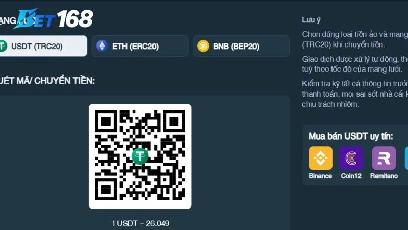 Các hình thức nạp tiền vào nhà cái được cược thủ sử dụng Các cách nạp tiền Bet168 nhanh và phổ biến nhất